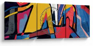 Obraz - Abstrakcja mężczyzn (z zegarem) (90x30 cm)