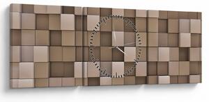 Obraz - Beżowe kostki (z zegarem) (90x30 cm)