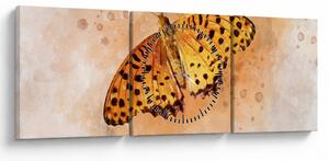 Obraz - Pomarańczowy motyl, akwarela (z zegarem) (90x30 cm)