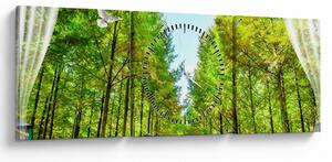 Obraz - Widok na las (z zegarem) (90x30 cm)