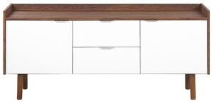 Komoda do salonu 2 półki 2 szuflady biała z ciemnym drewnem Madera Beliani