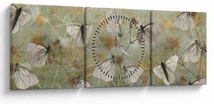 Obraz - Vintage motyle (z zegarem) (90x30 cm)