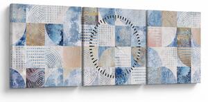 Obraz - Geometryczne kształty na ścianie (z zegarem) (90x30 cm)