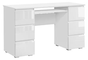 Białe biurko z szufladami w połysku - Rapis 4X