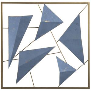 Dekoracja ścienna złoto-niebieska geometryczna kwadratowa 50 x 50 cm Zinc Beliani