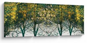 Obraz - Jelenie w zielonym lesie (z zegarem) (90x30 cm)