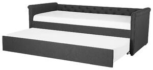 Rama łóżka wysuwanego z tkaniny ciemnoszare nowoczesne 80 x 200 cm Libourne Beliani