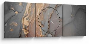 Obraz - Szaro - złoty marmur (z zegarem) (90x30 cm)