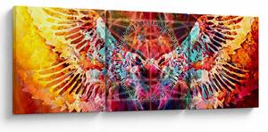 Obraz - Merkaba ze skrzydłami, abstrakcja (z zegarem) (90x30 cm)