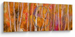 Obraz - Jesienny las (z zegarem) (90x30 cm)