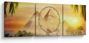 Obraz - Piramidy (z zegarem) (90x30 cm)