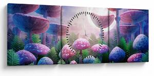 Obraz - Grzyby w pełni księżyca, grafika (z zegarem) (90x30 cm)