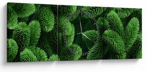 Obraz - Gałązki drzew iglastych (z zegarem) (90x30 cm)