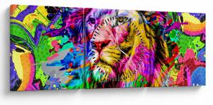 Obraz - obraz 3D lwa (z zegarem) (90x30 cm)