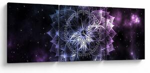 Obraz - Mandala lotosu w kosmosie (z zegarem) (90x30 cm)