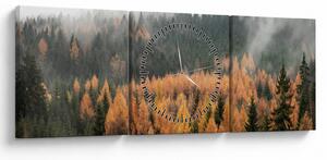Obraz - Jesienny las (z zegarem) (90x30 cm)