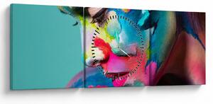 Obraz - Body art (z zegarem) (90x30 cm)