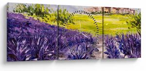 Obraz - Prowansja, Francja, malarstwo olejne (z zegarem) (90x30 cm)