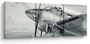 Obraz - Samolot (z zegarem) (90x30 cm)