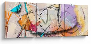 Obraz - Abstrakcja, ptaszek (z zegarem) (90x30 cm)