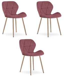 Styl I Elegancja Krzesło Mango - Aksamit Róż Ciemny / Nogi Dąb X 3