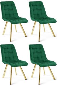 Styl I Elegancja Krzesło Cieza - Aksamit Zieleń / Nogi Złote X 4