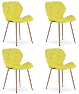 Styl I Elegancja Krzesło Mango - Aksamit Żółty / Nogi Dąb X 4