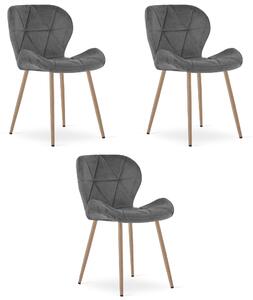 Styl I Elegancja Krzesło Mango - Aksamit Szary Ciemny / Nogi Dąb X 3
