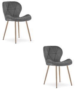 Styl I Elegancja Krzesło Mango - Aksamit Szary Ciemny / Nogi Dąb X 2