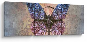 Obraz - Steampunk motyl (z zegarem) (90x30 cm)