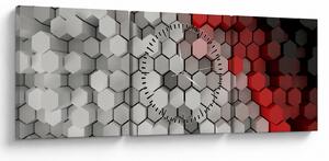 Obraz - sześciokąty 3D (z zegarem) (90x30 cm)