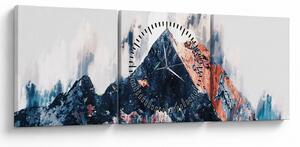 Obraz - Abstrakcyjna góra (z zegarem) (90x30 cm)