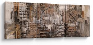 Obraz - Abstrakcja w odcieniach brązu (z zegarem) (90x30 cm)
