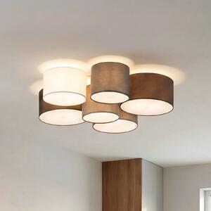 Lampa Sufitowa Lindby, Laurenz, ściemnialny, szary, salon, tkanina | tekstylia, nowoczesny