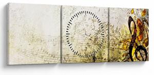 Obraz - Potęga muzyki (z zegarem) (90x30 cm)