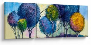 Obraz drzew kopułowych, obraz olejny (z zegarem) (90x30 cm)