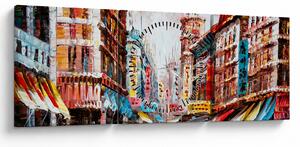 Obraz - Hong Kong, obraz olejny (z zegarem) (90x30 cm)
