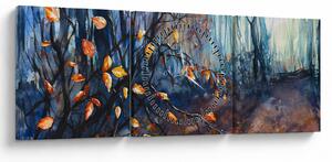 Obraz - Promienie jesiennego słońca (z zegarem) (90x30 cm)
