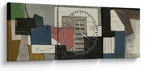 Obraz - Abstrakcja, kubizm (z zegarem) (90x30 cm)