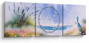 Obraz - Romantyczna plaża, obraz olejny (z zegarem) (90x30 cm)