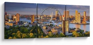 Obraz - Panorama Rotterdamu, Holandia (z zegarem) (90x30 cm)