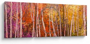 Obraz kolorowego lasu (z zegarem) (90x30 cm)