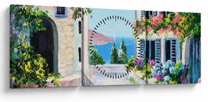 Obraz - Grecka aleja, obraz olejny (z zegarem) (90x30 cm)