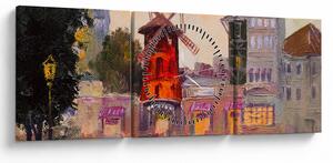 Obraz - Moulin Rouge, Paryż, Francja (z zegarem) (90x30 cm)