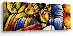Obraz - Obraz olejny, kochankowie (z zegarem) (90x30 cm)