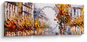 Obraz - Ulica w Paryżu (z zegarem) (90x30 cm)
