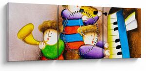 Obraz - Muzycy, malarstwo (z zegarem) (90x30 cm)