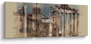 Obraz - Forum Romanum, Rzym, Włochy (z zegarem) (90x30 cm)