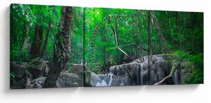Obraz - Wodospad Erawan, Kanchanaburi, Tajlandia (z zegarem) (90x30 cm)