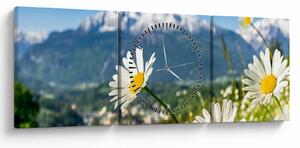 Obraz - Wiosna w Alpach (z zegarem) (90x30 cm)